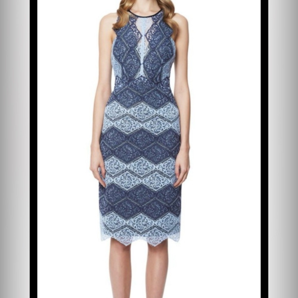 ERIN by Erin Fetherston Lace Midi Dress - Navy and Light Blue (A050)